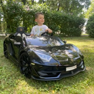 VENTA COCHE LAMBORGHINI AVENTADOR 12V, 2 PLAZAS, 2 MOTORES, NEGRO, RC PARENTAL - BNLAMBOBLACK2PL
